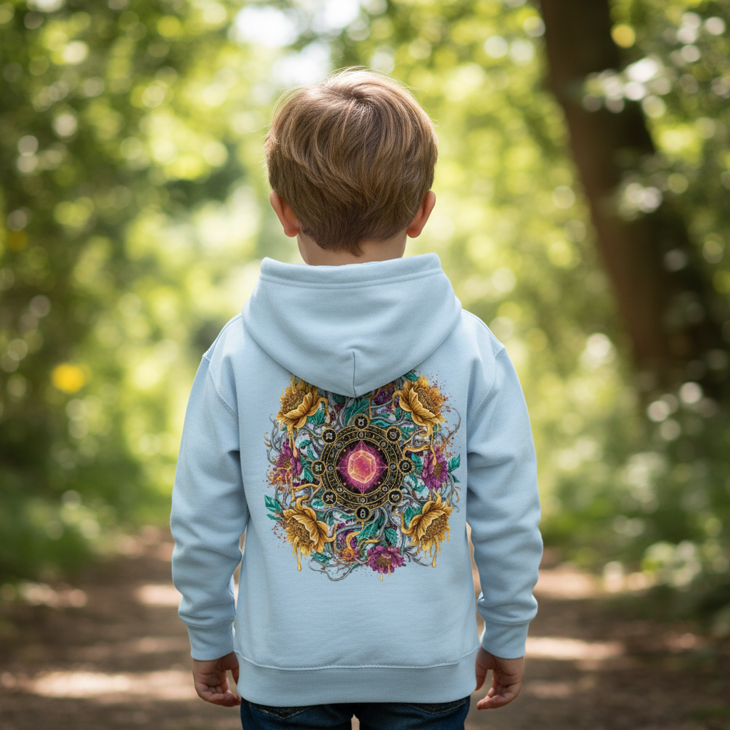 Baby Blue Backprint Kids Hoodie