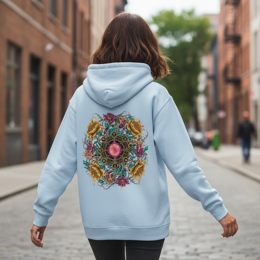 Baby Blue Backprint Premium Hoodie