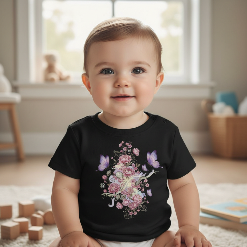 Baby T-Shirt Black Frontprint