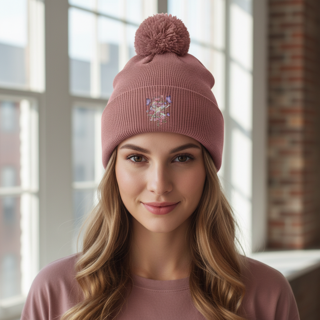 Bommelmütze Dusky Pink Front