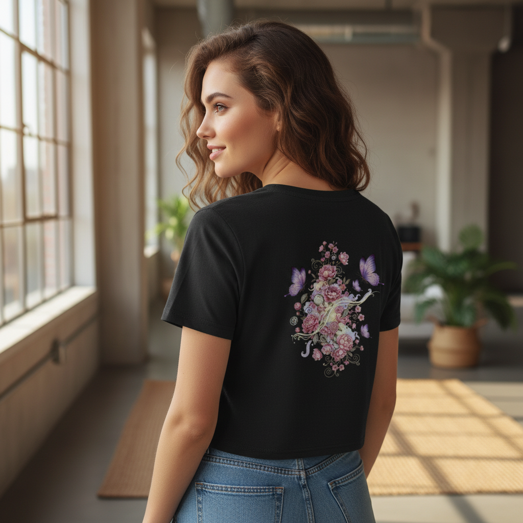 Cropped Tee Backprint Black