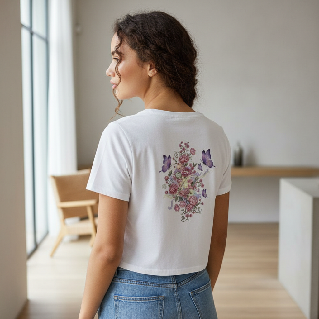 Cropped Tee Backprint White