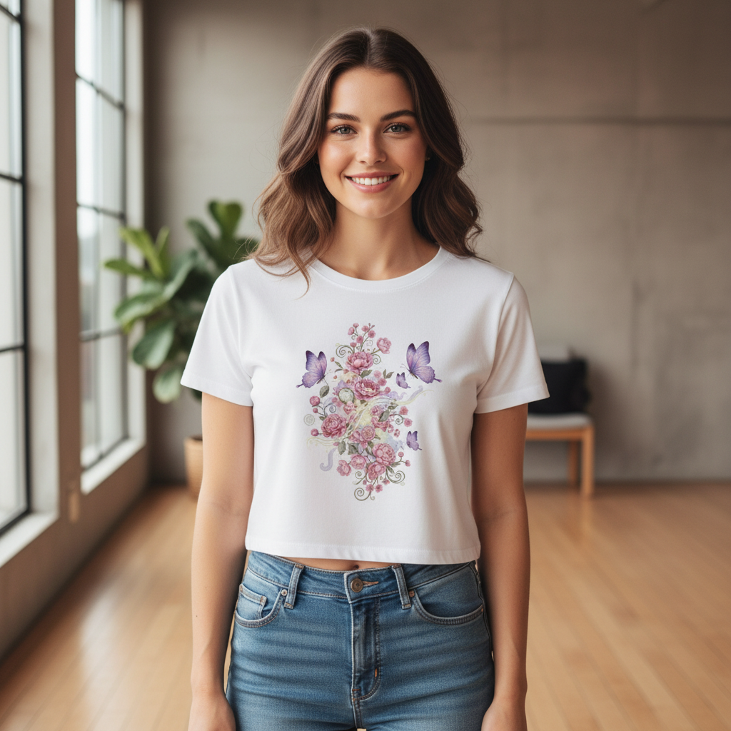 Cropped Tee Frontprint White