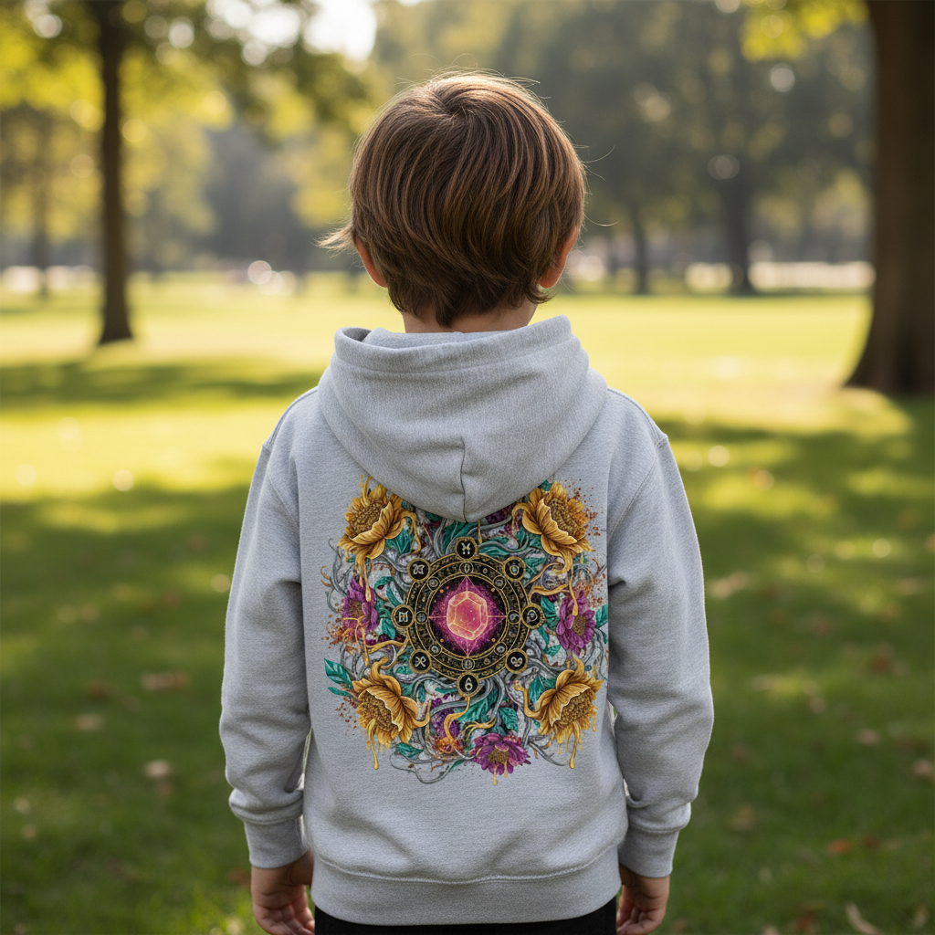 Heather Grey Backprint Kids Hoodie