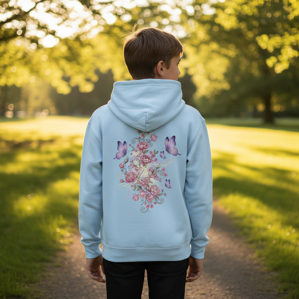 Kids Hoodie Backprint Baby Blue