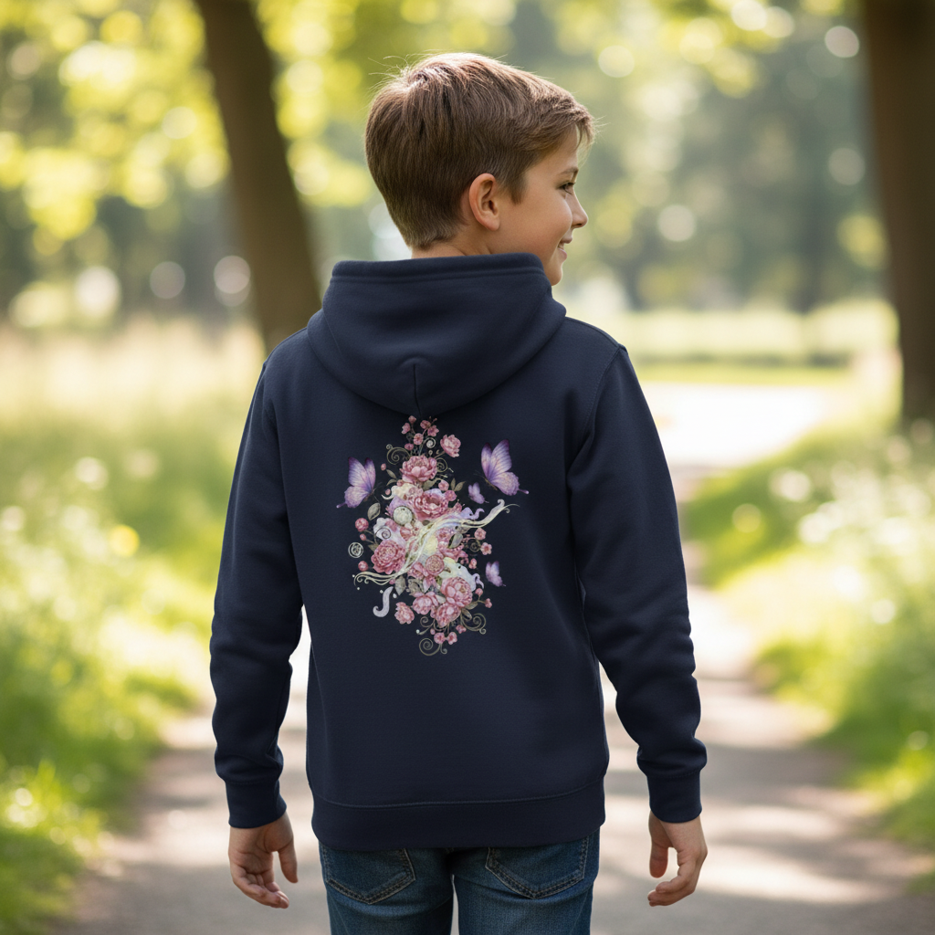 Kids Hoodie Backprint French Navy