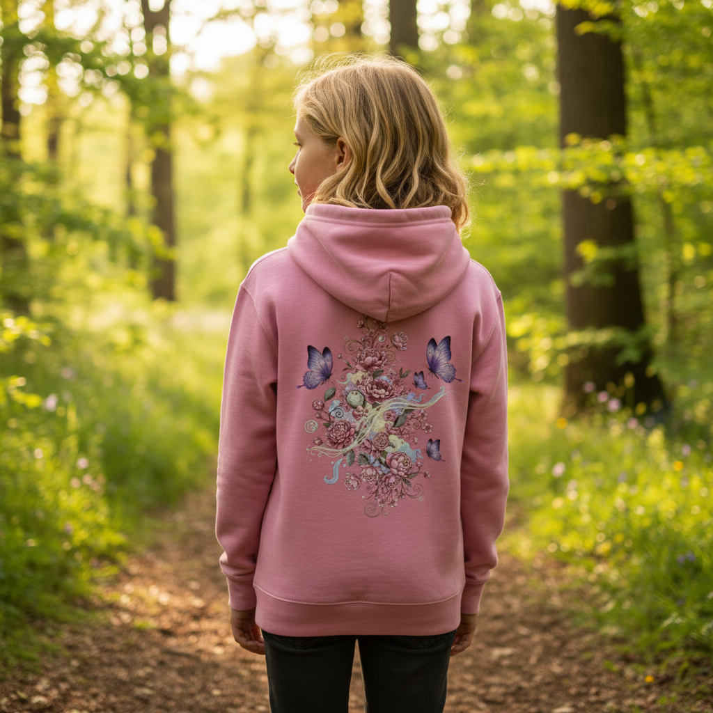 Kids Hoodie Backprint Pink