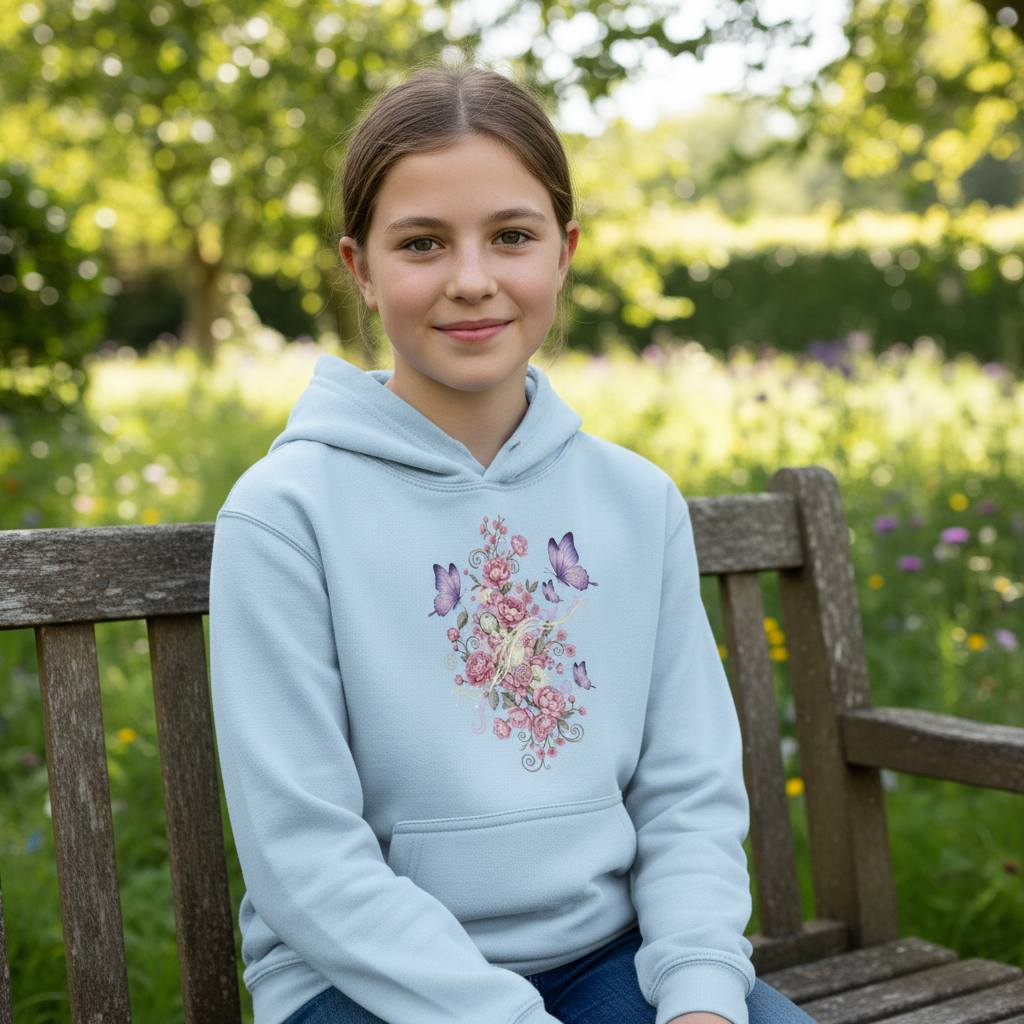 Kids Hoodie Frontprint Baby Blue