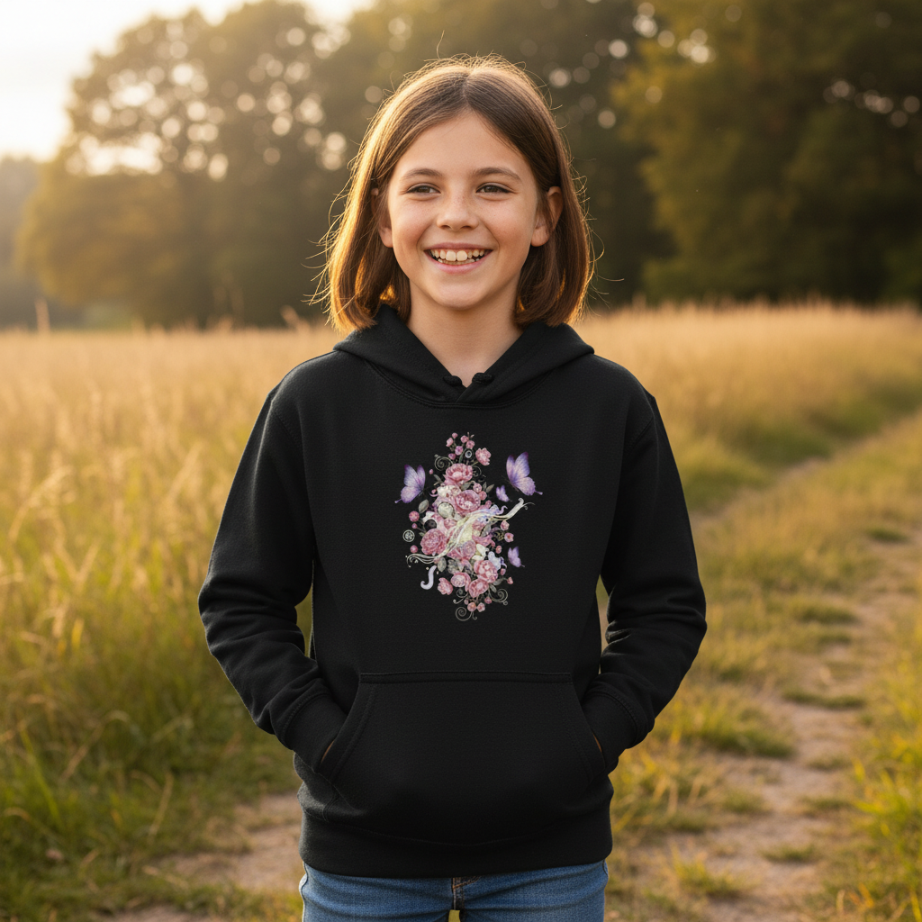 Kids Hoodie Frontprint Black