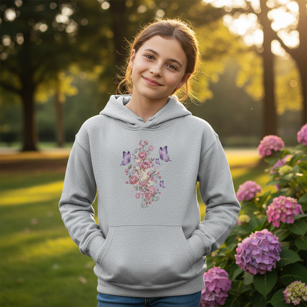 Kids Hoodie Frontprint Heather Grey