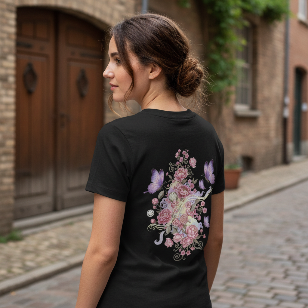 Organic Shirt Women Backprint Black