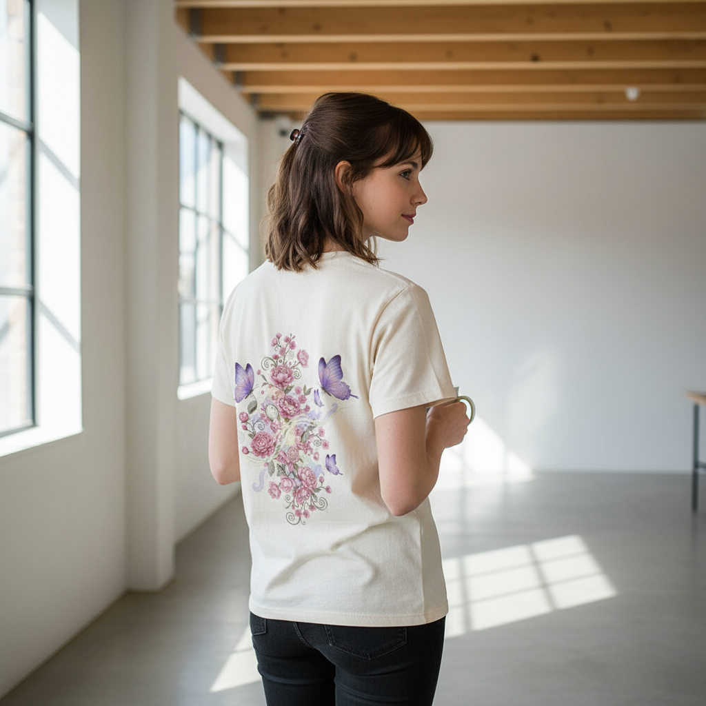 Organic Shirt Women Backprint Natural