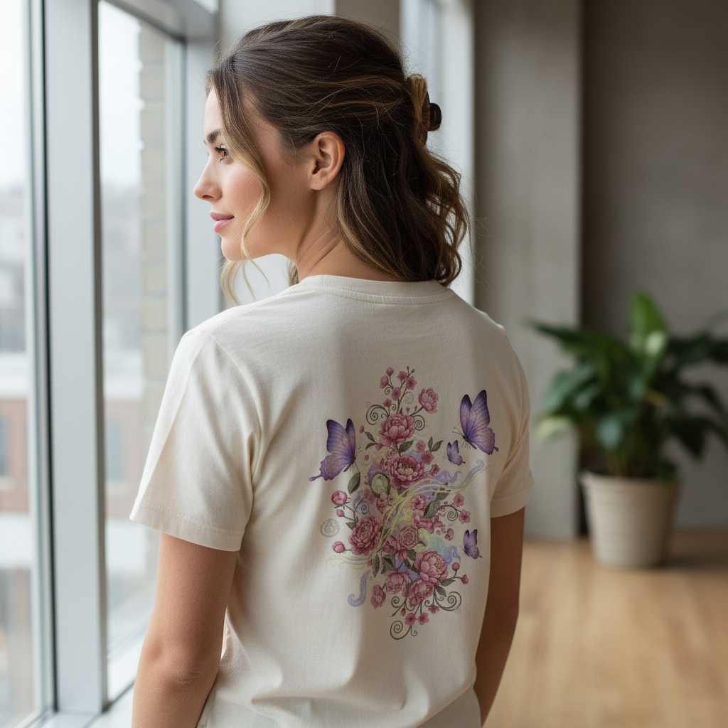 Organic Shirt Women Backprint White