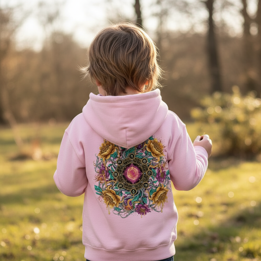 Pink Backprint Kids Hoodie