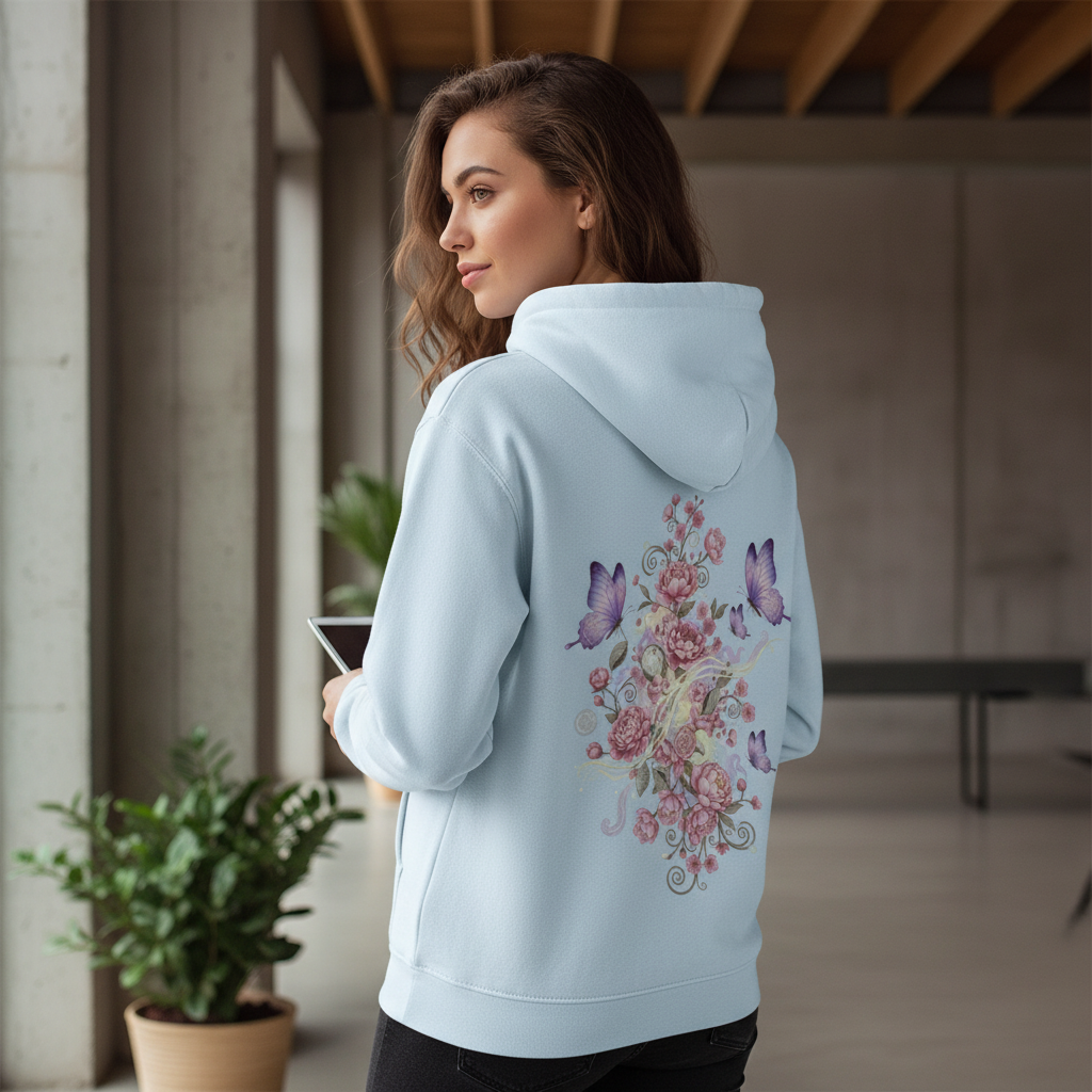 Premium Hoodie Backprint Baby Blue