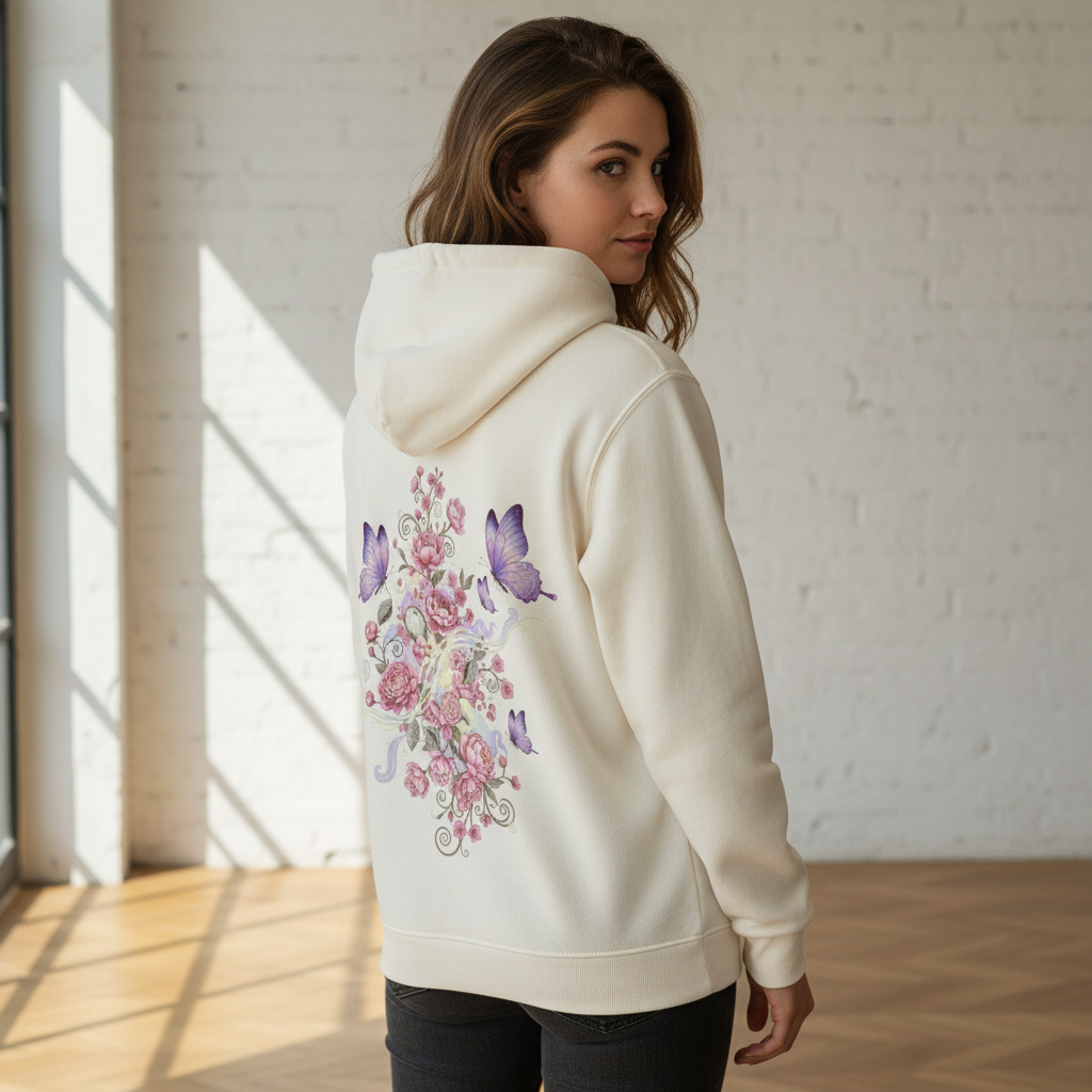 Premium Hoodie Backprint Beige