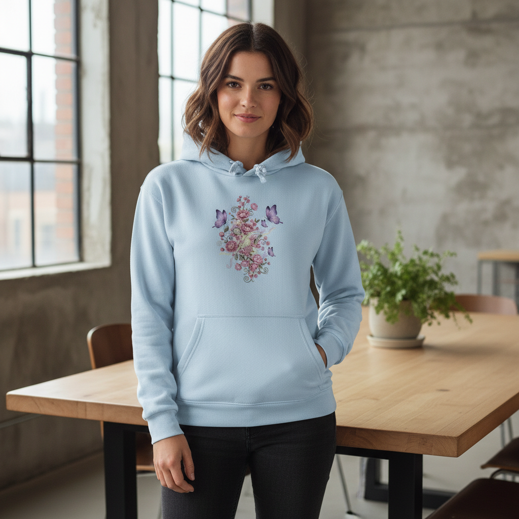 Premium Hoodie Frontprint Baby Blue