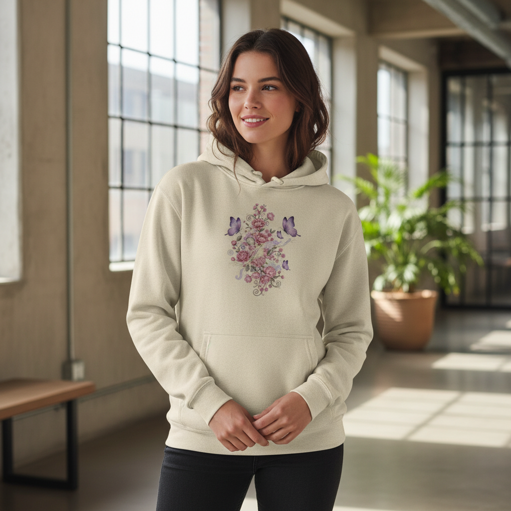 Premium Hoodie Frontprint Beige